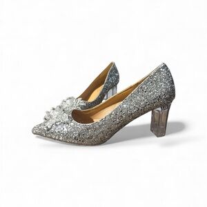 Elegant Silver Glitter Heels